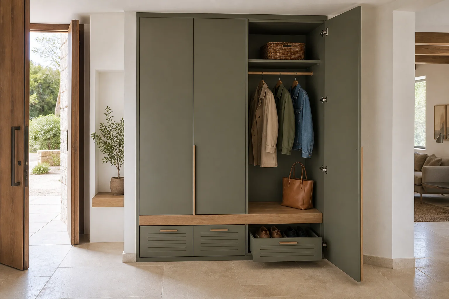 Armarios con puertas abatibles para puerta alta en Calpe