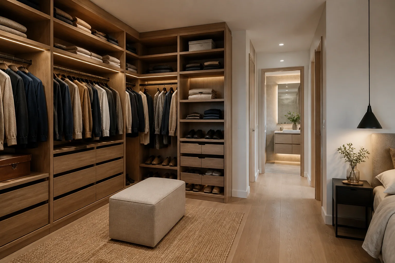 Vestidores a medida para anexo compacto al dormitorio en Calpe