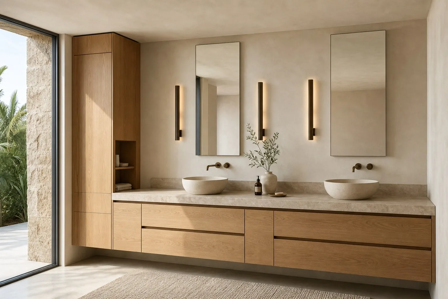 Concepto visual de mueble de baño suspendido a medida